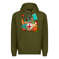 Army Green nurse  and fall Premium Hoodie - AdoDesignShop