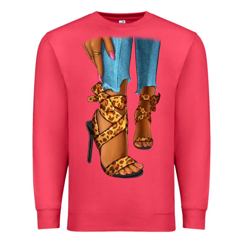 Leopard Heels Black Fashion Girl Premium Sweatshirt by RanaPortraitStore | Teevron