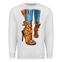 Oatmeal Heather Leopard heels black fashion girl Premium Sweatshirt - RanaPortraitStore