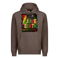 Coffee juneteenth fist free ish since 1865 with background Premium Hoodie - HRA Design Shop