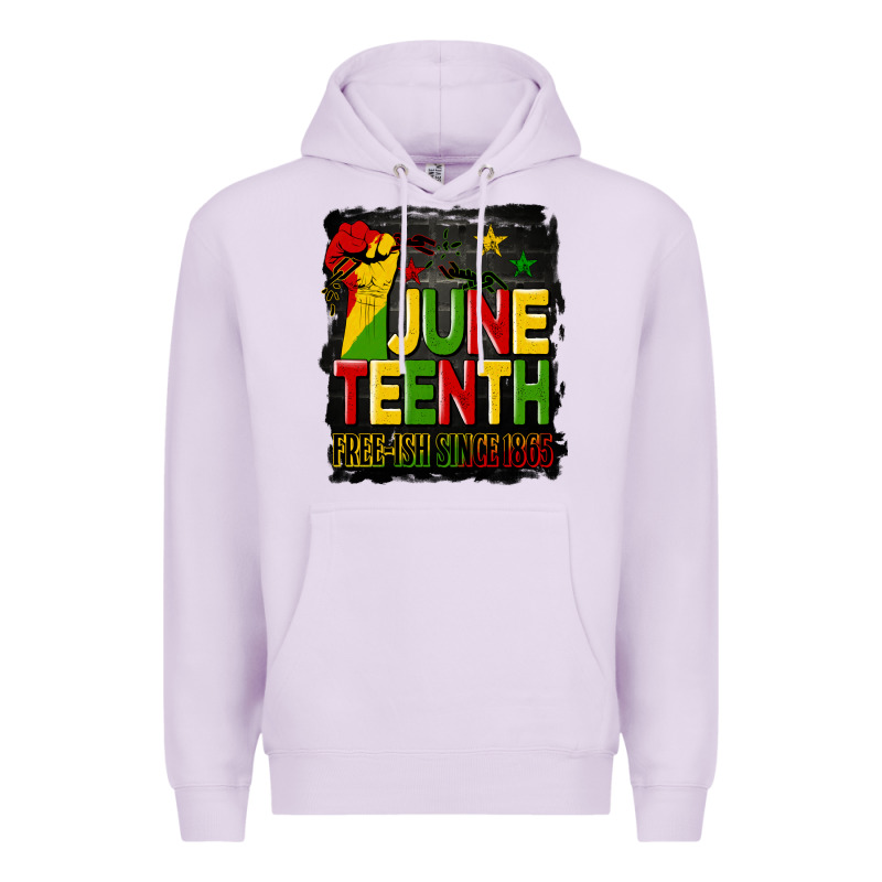 Juneteenth Fist Free Ish Since 1865 With Background Premium Hoodie by HRA Design Shop | Teevron