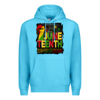 Ocean Blue juneteenth fist free ish since 1865 with background Premium Hoodie - HRA Design Shop