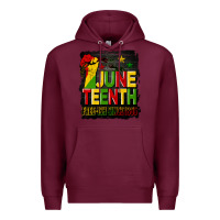 Burgundy juneteenth fist free ish since 1865 with background Premium Hoodie - HRA Design Shop