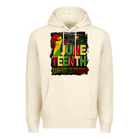 Sandshell juneteenth fist free ish since 1865 with background Premium Hoodie - HRA Design Shop