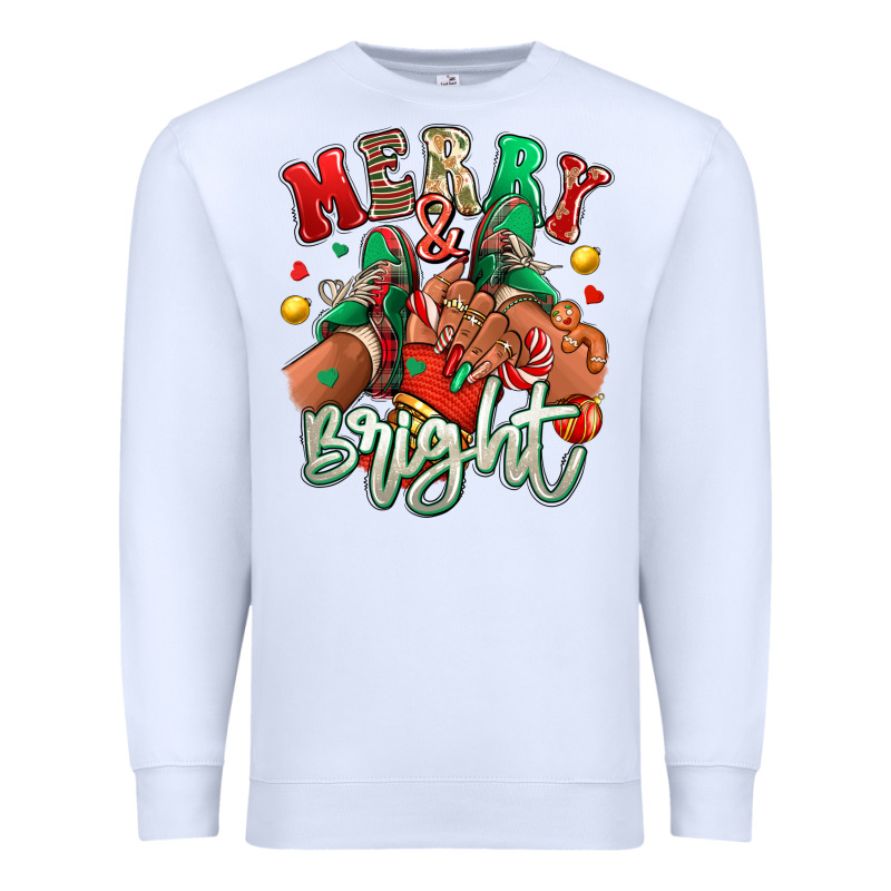 Merry And Bright Black Girl Sneakers Premium Sweatshirt by RanaPortraitStore | Teevron