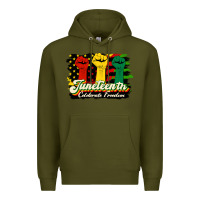 Army Green juneteenth celebrate freedom Premium Hoodie - HRA Design Shop