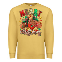 Antique Gold Merry Christmas black girl sneakers Premium Sweatshirt - RanaPortraitStore