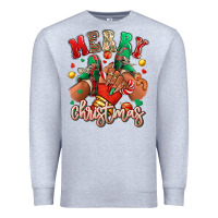 Heather Grey Merry Christmas black girl sneakers Premium Sweatshirt - RanaPortraitStore