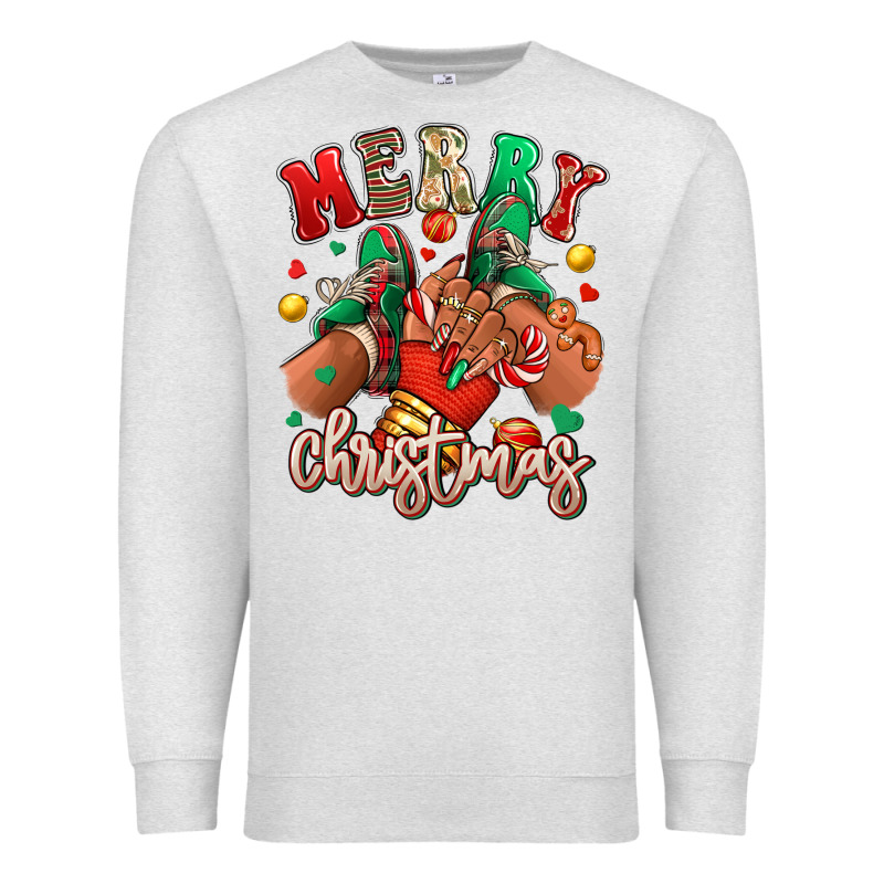 Merry Christmas Black Girl Sneakers Premium Sweatshirt by RanaPortraitStore | Teevron