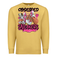 Antique Gold Obsessed with sneakers pink afro woman Premium Sweatshirt - RanaPortraitStore
