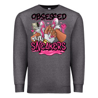 Charcoal Heather Obsessed with sneakers pink afro woman Premium Sweatshirt - RanaPortraitStore