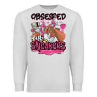 Dove Grey Obsessed with sneakers pink afro woman Premium Sweatshirt - RanaPortraitStore