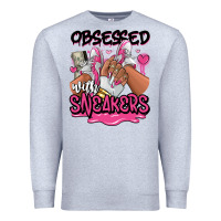 Heather Grey Obsessed with sneakers pink afro woman Premium Sweatshirt - RanaPortraitStore
