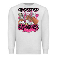 Oatmeal Heather Obsessed with sneakers pink afro woman Premium Sweatshirt - RanaPortraitStore
