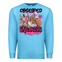 Ocean Blue Obsessed with sneakers pink afro woman Premium Sweatshirt - RanaPortraitStore
