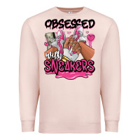Pale Pink Obsessed with sneakers pink afro woman Premium Sweatshirt - RanaPortraitStore