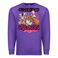 Purple Obsessed with sneakers pink afro woman Premium Sweatshirt - RanaPortraitStore