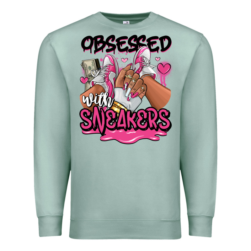 Obsessed With Sneakers Pink Afro Woman Premium Sweatshirt by RanaPortraitStore | Teevron