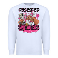 White Obsessed with sneakers pink afro woman Premium Sweatshirt - RanaPortraitStore