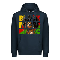 Navy black mom magic juneteenth Premium Hoodie - HRA Design Shop