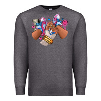 Charcoal Heather Pink and blue sneaker girl Premium Sweatshirt - RanaPortraitStore