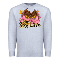 Heather Grey Self love pink afro nails Premium Sweatshirt - RanaPortraitStore