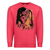 Cardinal Pink roses afro woman Premium Sweatshirt - RanaPortraitStore