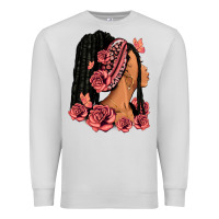 Dove Grey Pink roses afro woman Premium Sweatshirt - RanaPortraitStore