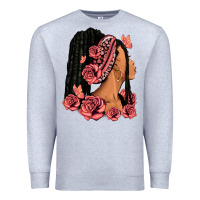 Heather Grey Pink roses afro woman Premium Sweatshirt - RanaPortraitStore