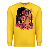 Pink Roses Afro Woman Premium Sweatshirt | Teevron
