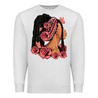 Oatmeal Heather Pink roses afro woman Premium Sweatshirt - RanaPortraitStore