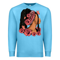Ocean Blue Pink roses afro woman Premium Sweatshirt - RanaPortraitStore
