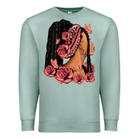 Seafoam Pink roses afro woman Premium Sweatshirt - RanaPortraitStore