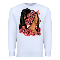 White Pink roses afro woman Premium Sweatshirt - RanaPortraitStore