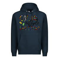 Navy color outside the lines Premium Hoodie - CowhideDigitalArt