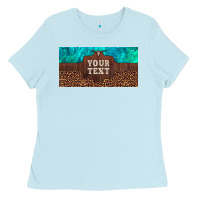 Baby Blue preview custom name turquoise stone leopard bull skull license plate Ladies Tee - Artiststas