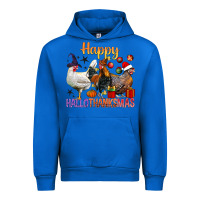 Cobalt Happy Hallothanksmas Chick Urban Hoodie - BundleAndBundleShop