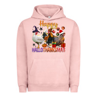 Pigment Salmon Happy Hallothanksmas Chick Urban Hoodie - BundleAndBundleShop