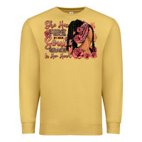 Antique Gold She has fire in her soul afro woman Premium Sweatshirt - RanaPortraitStore