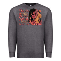 Charcoal Heather She has fire in her soul afro woman Premium Sweatshirt - RanaPortraitStore