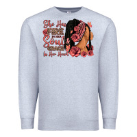 Heather Grey She has fire in her soul afro woman Premium Sweatshirt - RanaPortraitStore