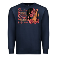 Navy She has fire in her soul afro woman Premium Sweatshirt - RanaPortraitStore