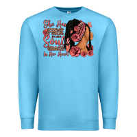 Ocean Blue She has fire in her soul afro woman Premium Sweatshirt - RanaPortraitStore