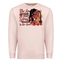 Pale Pink She has fire in her soul afro woman Premium Sweatshirt - RanaPortraitStore