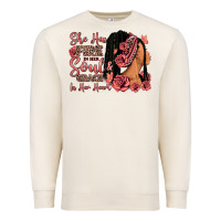 Sandshell She has fire in her soul afro woman Premium Sweatshirt - RanaPortraitStore