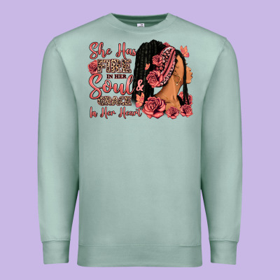 Premium Sweatshirt She has fire in her soul afro woman
