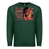 Sports Green She has fire in her soul afro woman Premium Sweatshirt - RanaPortraitStore