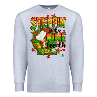 Heather Grey Steppin' into Juneteenth Premium Sweatshirt - RanaPortraitStore