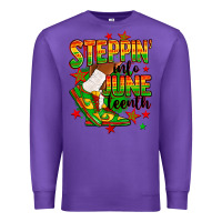 Purple Steppin' into Juneteenth Premium Sweatshirt - RanaPortraitStore