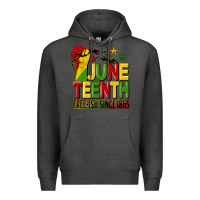 Charcoal Heather juneteenth fist free ish since 1865 Premium Hoodie - HRA Design Shop